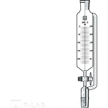 Laboratorní baňka Nálevka přikapávací s teflonovým kladívkem a trubicí na vyrovnávání tlaku (Objem (ml): 50, Dělení (ml): 1, NZ: 29/32, Balení (ks): 1)