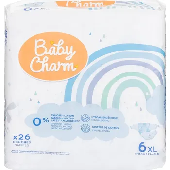 Přebalování Baby Charm Jednorázové plenky super dry flex 6 XL (13–18 kg)