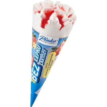 Pinko Vanilkový kornout s jahodovým toppingem bez lepku a laktózy