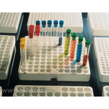 Stojánek na zkumavky deskový | KARTELL (Průměr otvorů (mm): 16,5, Počet otvorů : 96, Balení (ks): 1)