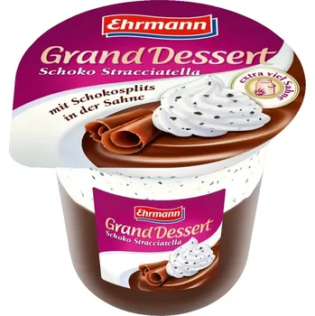 Čokoláda Ehrmann Grand Dessert puding dezert se šlehačkou Schoko Stracciatella