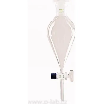 Nálevka dělící hruškovitá (Objem (ml): 2 000, Průměr kohoutu (mm): 18,8 , Průměr otvoru kohoutu (mm): 6,0, Zábrus zátky NZ: 29/32, Balení (ks): 1, Kohout : Nálevka se skleněným kohoutem)