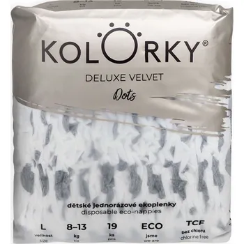 jednorázová plena Kolorky EKO Jednorázové plenky deluxe velvet L puntíky (8–13 kg) 19 ks