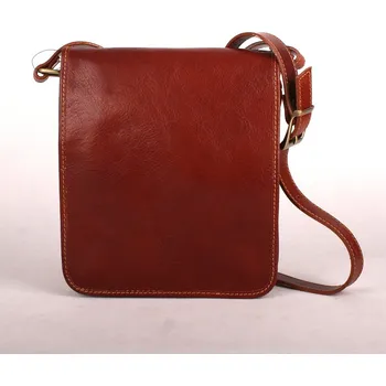 Kabelka Unisex hnědá středně velká kožená crossbody taška no. 48