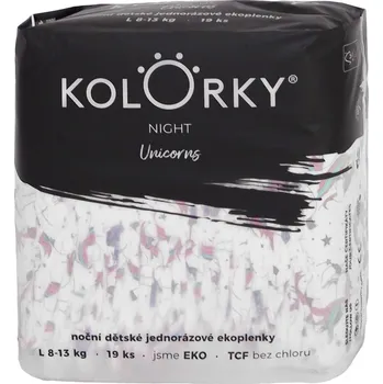 Přebalování Kolorky EKO Noční jednorázové plenky night L (8–13 kg) 19 ks