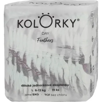 jednorázová plena Kolorky EKO Jednorázové plenky day L pírka (8–13 kg) 19 ks