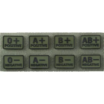 Nášivka PVC nášivky krevní skupiny, 2 ks, Helikon, Olivové, AB- Rh-