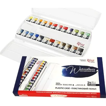 ROSA Gallery akvarelové barvy Classic - 24 barev v plastové krabičce