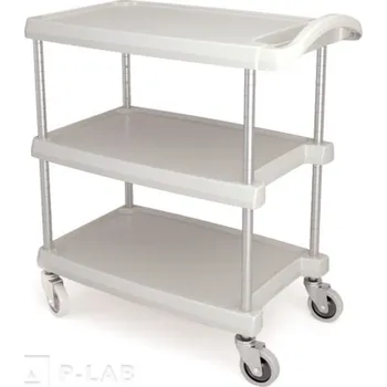 Vozík s plastovými poličkami (Počet poliček: 2, Rozměry (mm): 940 x 540, Výška (mm): 860, Vzdálenost mezi poličkami (mm): 550, Užitná plocha poliče (mm): 730 x 470)