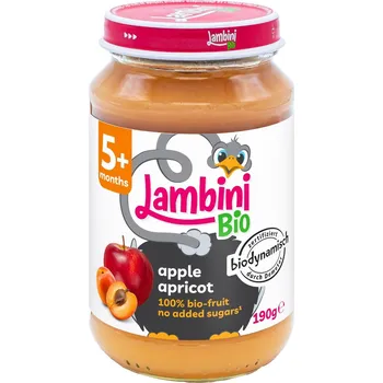 Lambini BIO Demeter příkrm jablko a meruňka