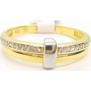 Prsten Klenoty Budín Mohutný dámský zlatý prsten se zirkony z bílého a žlutého zlata 585/3,05gr vel. 59 HK1189 (Klenoty Budín Mohutný dámský zlatý prsten se zirkony z bílého a žlutého zlata 585/3,05gr vel. 59 HK1189)