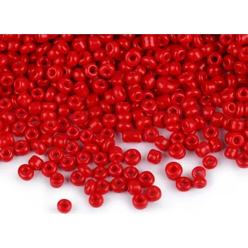 Dětské navlékací korálky Rokajl 12/0 - 2 mm neprůhledný, malé, 845 červená