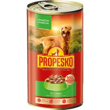 Krmivo pro psa Propesko Kousky pro psy jehněčí a kuřecí v omáčce