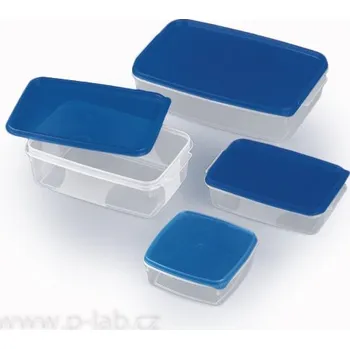 Dóza na potraviny Krabička čirá s modrým víkem (Objem (ml): 3000, Rozměry (mm): 280 x 180 x 80, Balení (ks): 5)