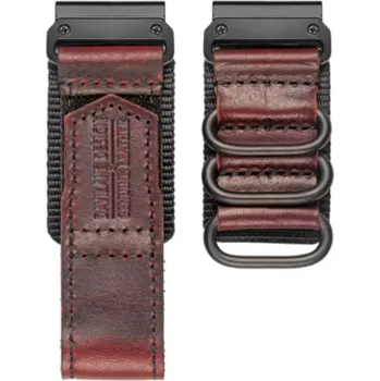 Příslušenství k chytrým hodinkám HEMSUT kožený/nilonový řemínek EasyFit/QuickFit 22 mm na Garmin watch Tmavě vínová