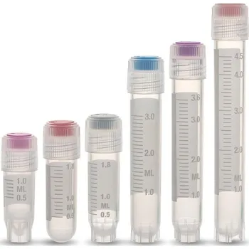 Laboratorní baňka Kryozkumavka s vnějším šroubovacím uzávěrem | SIMPORT (Objem (ml): 5,0, Typ dna zkumavky: stojící, Průměr × výška (mm): 12,5 × 92,0, Balení (ks): 100)
