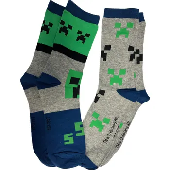 Dětské ponožky Minecraft: Ikony Creeper set 2 párů (EU 19-20)