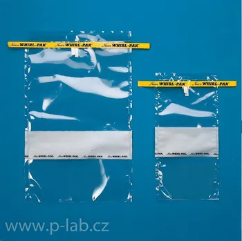 Obalový materiál Sáček standardní na vzorky WHIRL-PAK s popisovací plochou (Nominální objem (ml) : 60, Rozměry (mm): 75 x 125, Tloušťka fólie (mm): 0,057, Vhodný stojánek: I, Balení (ks): 500)