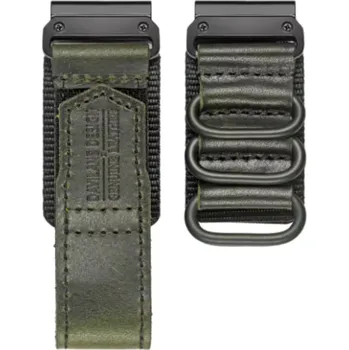 Příslušenství k chytrým hodinkám HEMSUT kožený/nylonový řemínek EasyFit/QuickFit 26 mm na Garmin watch Tmavě zelená