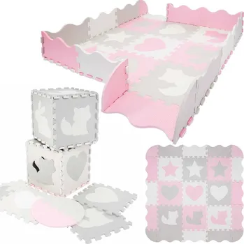 Sada pěnových puzzlí 'Zvířata' 120x120 růžové