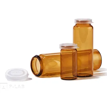 Vialka s vnějším zamačkávacím víčkem hnědá (Objem (ml): 25, Průměr (mm): 30, Výška (mm): 50, Balení (ks): 200)