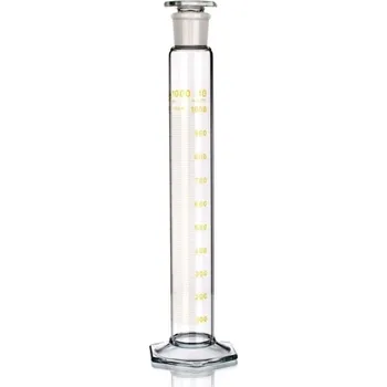 Laboratorní baňka Válec odměrný vysoký se zábrusem a skleněnou zátkou tř. B | SIMAX® (Objem (ml): 10, Dělení (ml): 0,2, Tolerance (ml): ±0,2, Výška (mm): 135, Průměr (mm): 15,5, Zábrus NZ: 10/19, Balení (ks): 1)