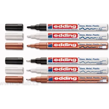 Popisovače laboratorní Edding ultra odolné (Typ: Kovová objímka, extra tenký, Šířka stopy (mm): 0,8 , Barva: měděná, Balení (ks): 10)