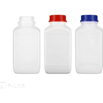 Láhev Láhev širokohrdlá hranatá HDPE | KAUTEX (Objem (ml): 50, Rozměry (mm): 36 × 36, Výška bez víčka (mm): 88,5, Vnitřní průměr hrdla (mm): 21,4, Balení (ks): 1, Barva: Bílá láhev)