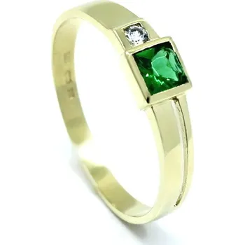 Prsten Zlatokov Zlatý prsten se syntetickým smaragdem Velikost a váha prstenu: 65(váha 2,32g)