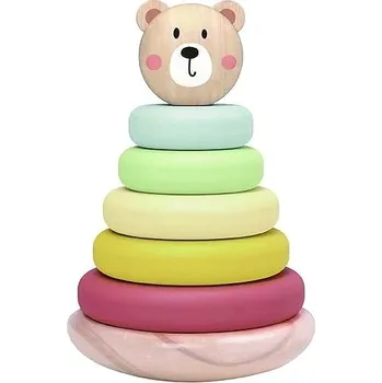 Hračka pro nejmenší Mamido Dřevěná skládací pyramida - Medvěd