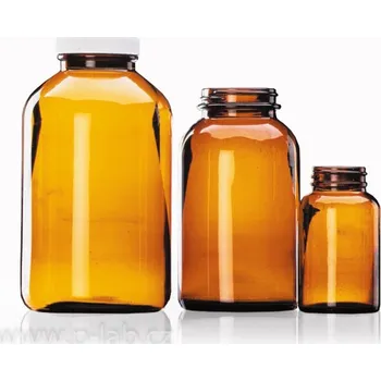 Laboratorní baňka Láhev širokohrdlá standardní hnědá | WHEATON (Objem (ml): 60, Průměr (mm): 44, Výška (mm): 75, Závit: 33-400, Balení (ks): 24)