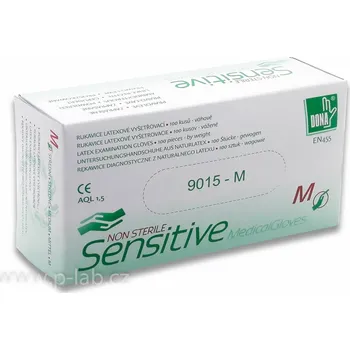Vyšetřovací rukavice Rukavice vyšetřovací latexové SENSITIVE DONA® | VULKAN-MEDICAL (Velikost: XS, Balení (ks): 10 x 100)