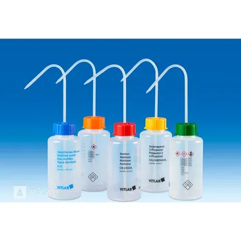 Střička širokohrdlá s potiskem | VITLAB (Identifikační štítek: Ethanol, Objem (ml): 500, Materiál: LDPE, Balení (ks): 1)