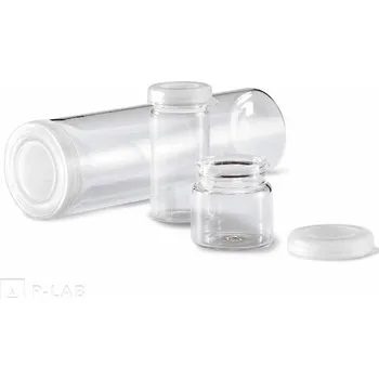 Laboratorní baňka Vialka s vnějším zamačkávacím víčkem (Objem (ml): 3, Vnější průměr (mm): 19, Výška (mm): 30, Balení (ks): 200)