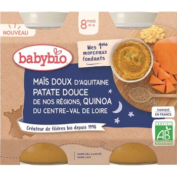 Babybio BIO Večerní menu sladká kukuřice, sladké brambory a quinoa (2×200 g)