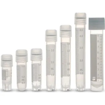 Laboratorní baňka Kryozkumavka s vnějším šroubovacím uzávěrem s těsněním | SIMPORT (Objem (ml): 4,0, Typ dna zkumavky: stojící, Průměr × výška (mm): 12,5 × 78,0, Balení (ks): 100)