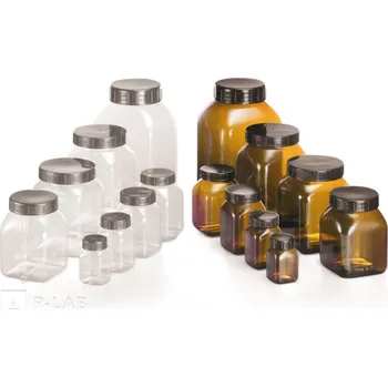 Láhev Láhev s víčkem bez odtrhávacího bezpečnostního proužku (Barva: hnědá, Objem (ml): 200, Materiál: PVC , Rozměry (mm): 60 × 60, Výška bez víčka (mm): 88,0, Vnitřní průměr hrdla (mm): 41,0)