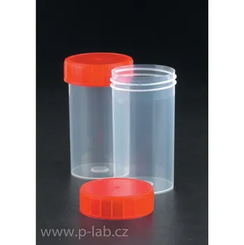 Nádobka válcová aseptická polypropylenová (Objem (ml): 40, Kapacita vzorku (ml): 39, Vnitřní průměr (mm): 30, Výška (mm): 70, Balení (ks): 100)
