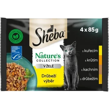 Krmivo pro kočku Sheba Nature's Collection drůbeží výběr v želé kapsičky pro dospělé kočky 4×85 g