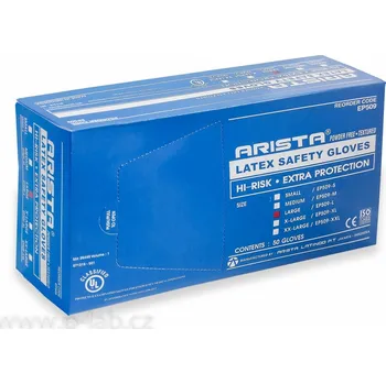 Vyšetřovací rukavice Rukavice vyšetřovací latexové modré prodloužené SAFETY | VULKAN-MEDICAL (Velikost: S, Balení (ks): 50)