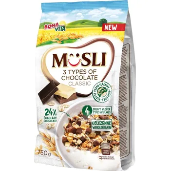 Čokoláda Bonavita Musli sypané 3 druhy čokolády