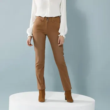 Dámské džíny Rovné džíny pro malou postavu oříšková 46