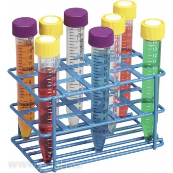 Stojánek drátěný pro centrifugační zkumavky | BEL-ART (Max. průměr zkumavek (mm): 18, Objem zkumavek (ml): 15, Počet otvorů : 5 × 3, Rozměry (mm): 127 × 76 × 83, Balení (ks): 1)