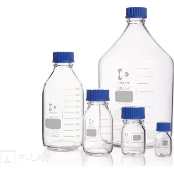 Laboratorní baňka Láhev se šroubovacím PP uzávěrem, čirá | DURAN® (Objem (ml): 10, Průměr (mm): 36, Výška (mm): 54, GL: 25, Typ balení: Po 10 ks)