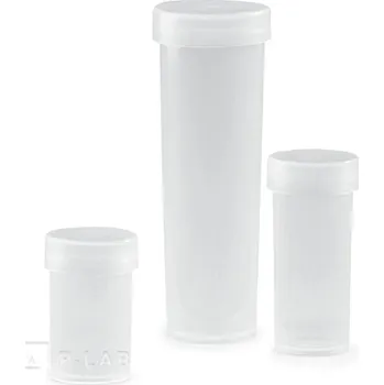 Nádobka válcová PP na vzorky (Objem (ml): 18, Průměr (mm): 22, Výška (mm): 57, Balení (ks): 25)