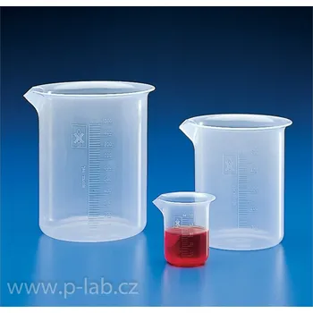Kádinka nízká PP a TPX s reliéfní orientační stupnicí | KARTELL (Objem (ml): 100, Dělení (ml): 10, Vnější průměr (mm): 52 , Výška (mm): 72, Balení (ks): 1, Materiál: PP)