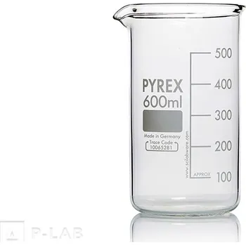 Kádinka vysoká s výlevkou silnostěnná | PYREX® (Objem (ml): 250, Průměr (mm): 60 , Výška (mm): 120, Balení (ks): 1)