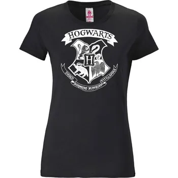 Dámské tričko Dámské tričko Harry Potter: Erb Bradavic - Hogwarts Crest (L) černá bavlna