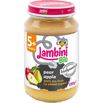 Lambini BIO Demeter příkrm hruška a jablko