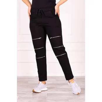 Dámské kalhoty Kalhoty s ozdobnými zipy Barva: Černá, Velikost: 8XL